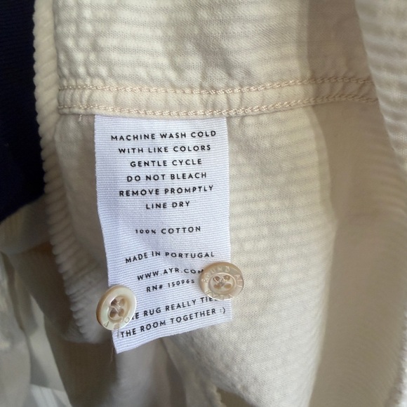 AYR size L ivory Deep End Cordoroy shirt. Super soft. Layer with texture. - Picture 8 of 10